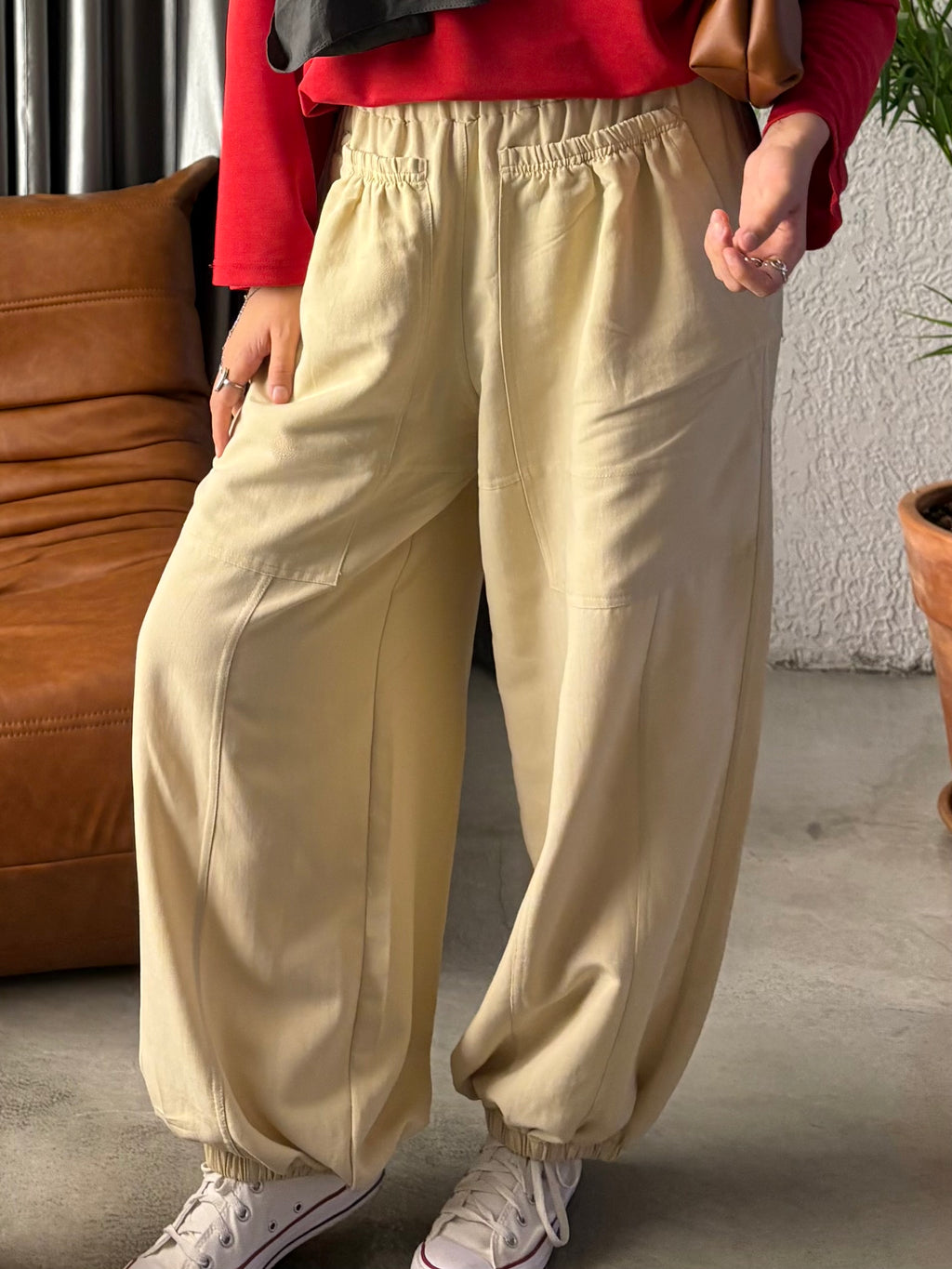 BİCE BEJ BAGGY PANTOLON