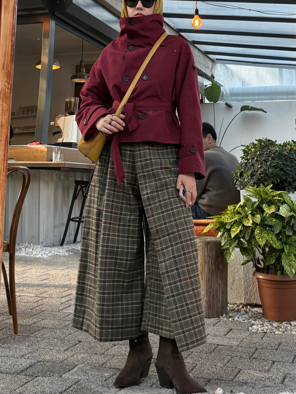 RAN KOYU YEŞİL  EKOSE ETEK PANTOLON