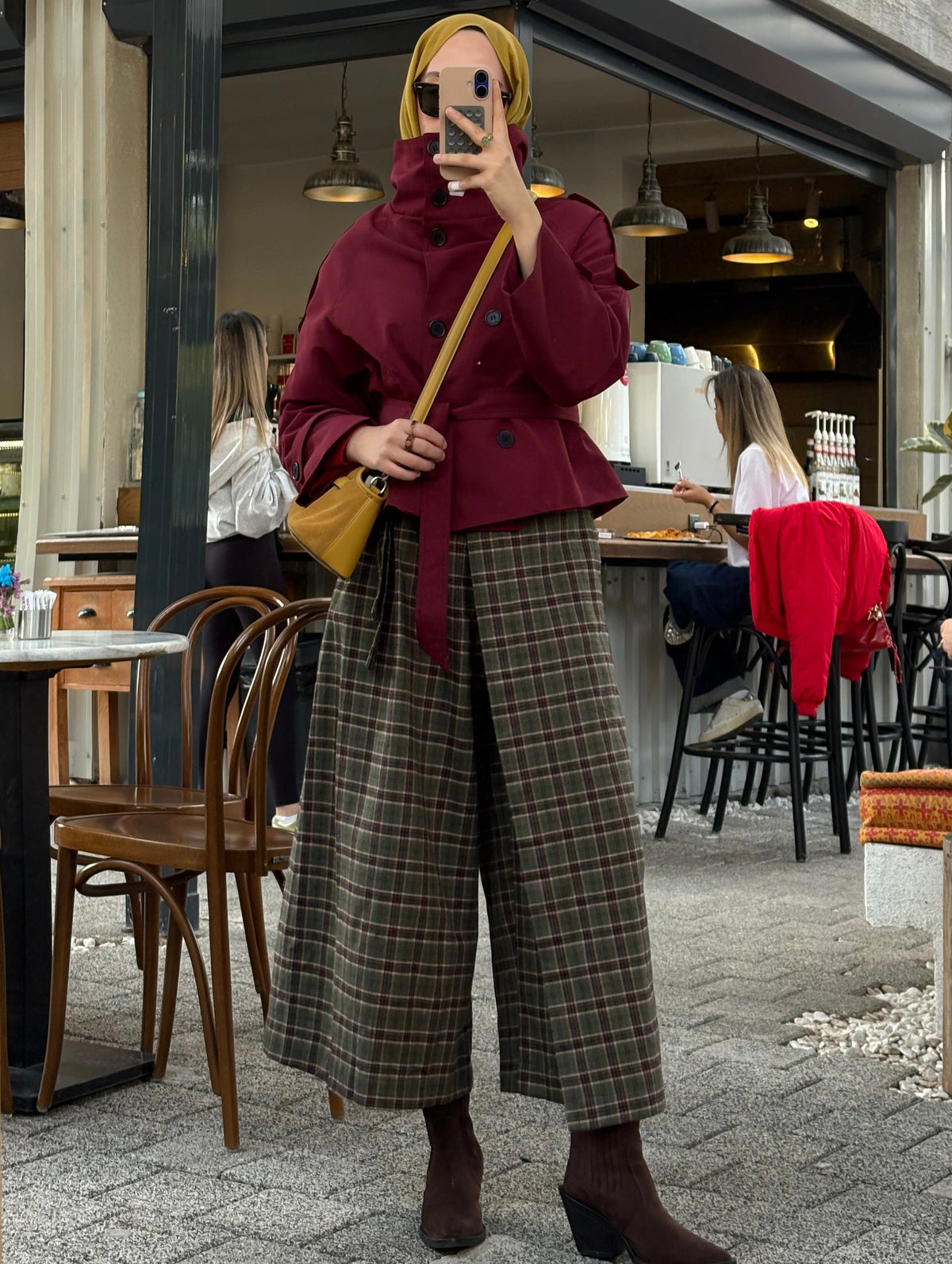 RAN KOYU YEŞİL  EKOSE ETEK PANTOLON
