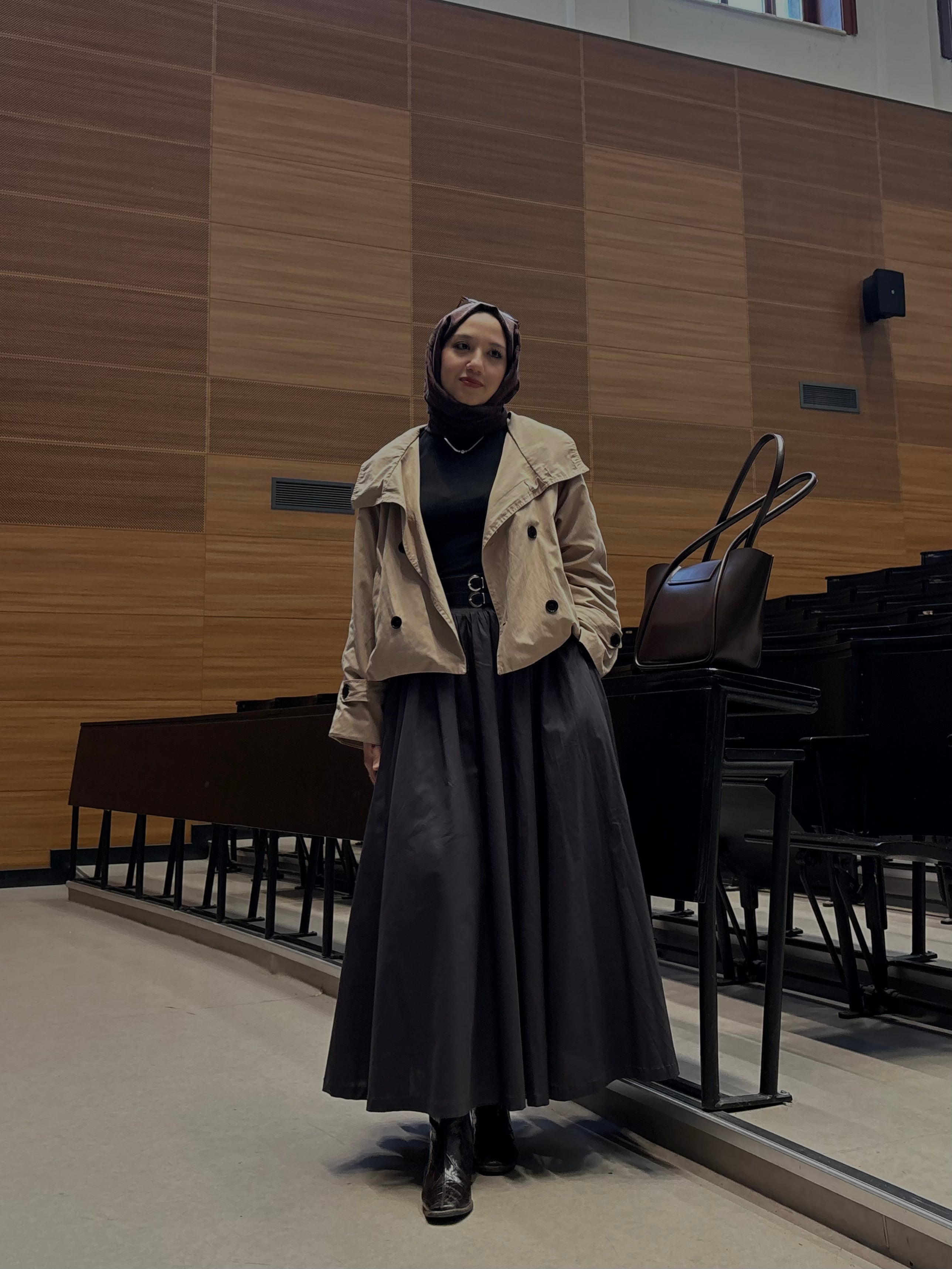 MELS FÜME  ASTARLI ÇİFT KEMERLİ ETEK