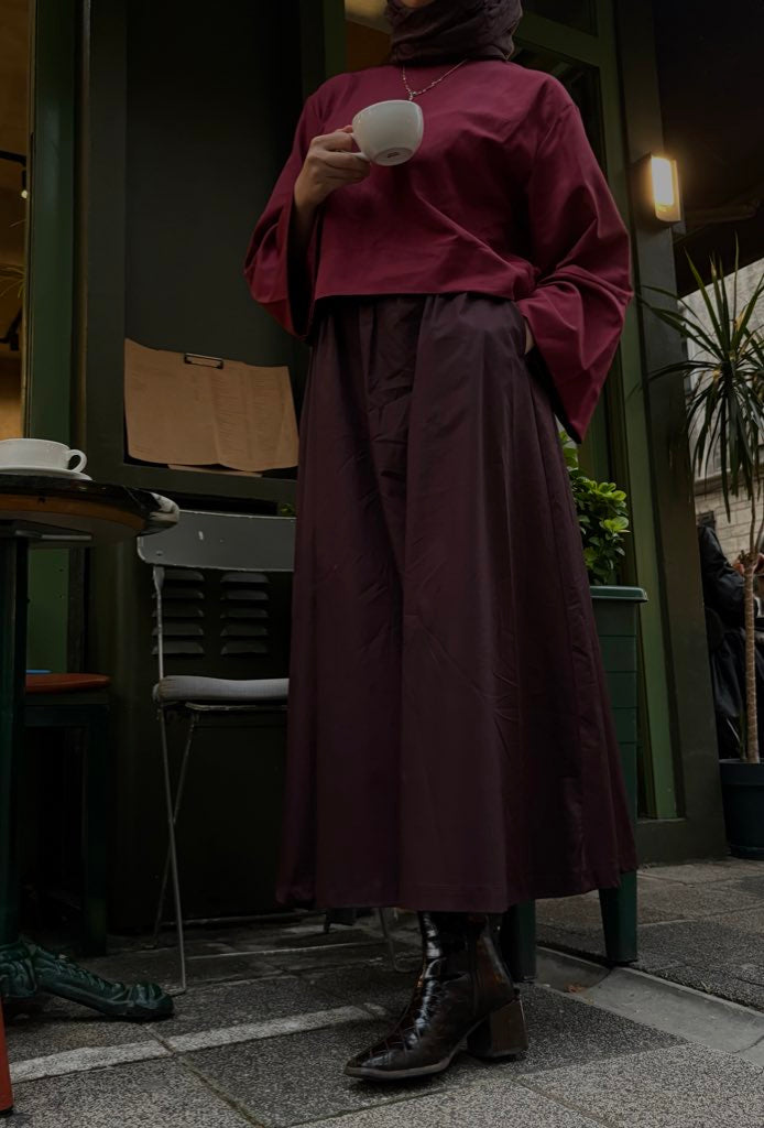 KOYU BORDO BERF CEPLİ ETEK