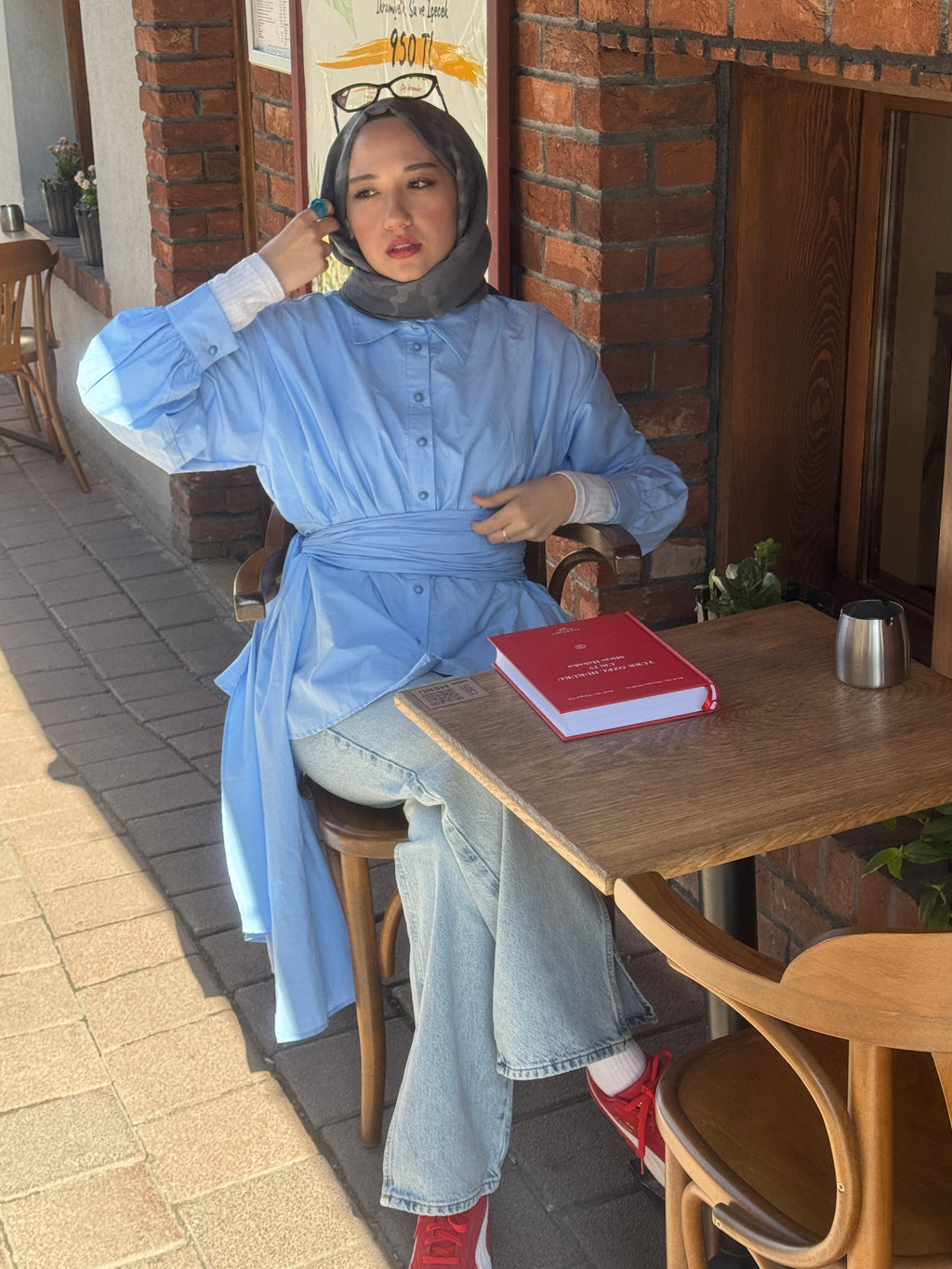 NUİR BEBE MAVİSİ BAĞLAMALI GÖMLEK